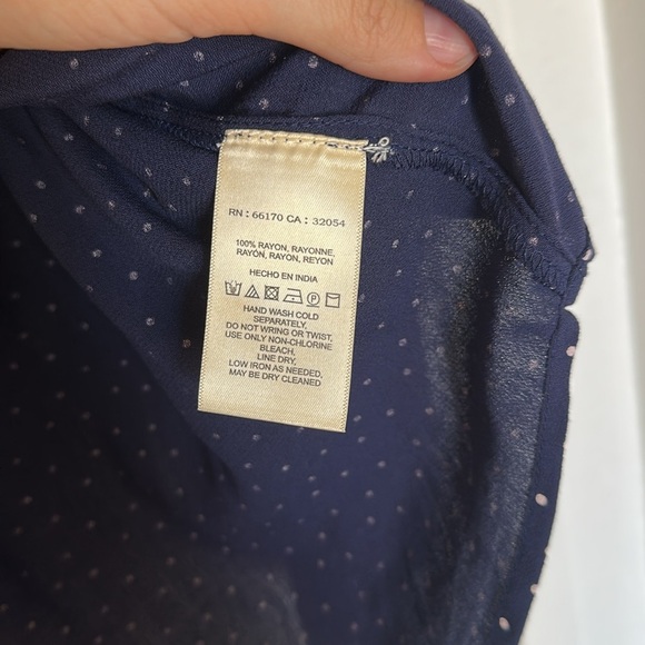 Anthropologie Maeve Pernille Tie-Sleeve Blouse in Navy Blue XS - Picture 4 of 9